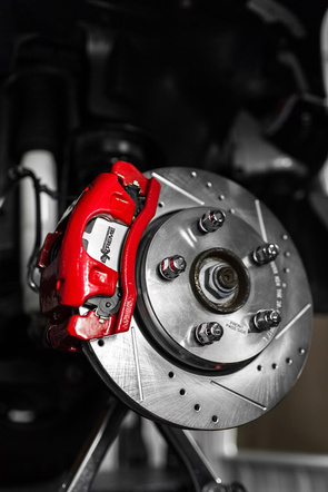 Brake disc and red brake caliper